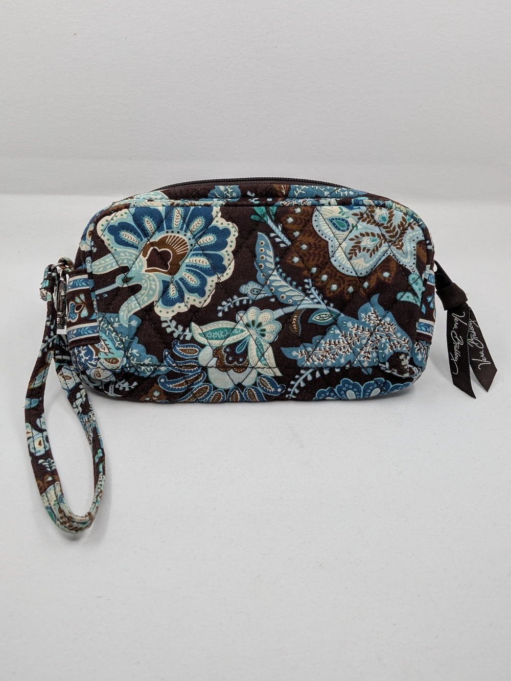 Vera Bradley Wristlet Wallet Cosmetic Bag - Java Blue Pattern